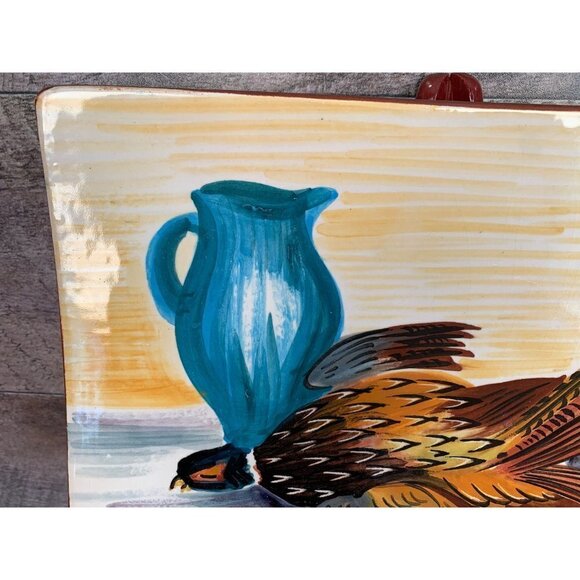 Italian Wall Plate Handmade Signed Pimpinelli M. Deruta Made in Italy Bird Pot - Picture 2 of 9